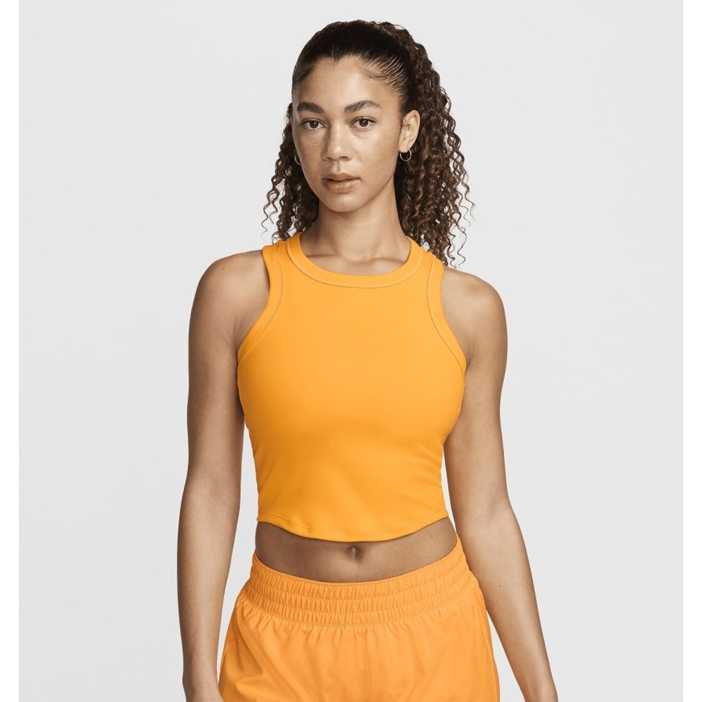 Nike One® Fitted (Women's XL) Dri-FIT™ Cropped Tank Top in Sundial/Black